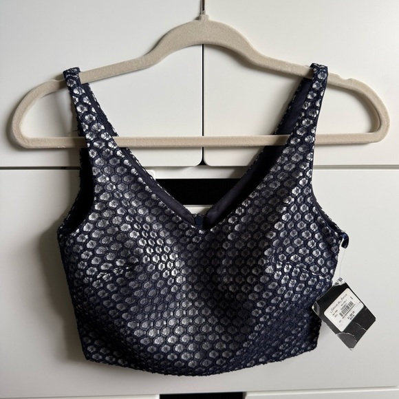 NWT Rue de la Paix Boutique Dark Blue and Silver Elegant Prom Top Size 2 - Picture 6 of 9